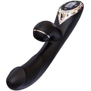 Вакуумний вібратор-кролик з підігрівом KISTOY A-King Pro Black, з LED-екраном SO4080 фото
