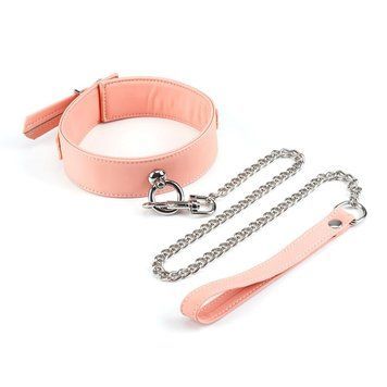 Нашийник з повідцем Liebe Seele Dark Candy Pink Collar with Leash, повідець на карабіні SX1659 фото