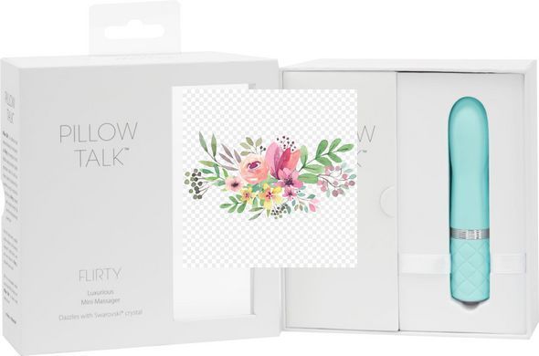 Розкішний вібратор PILLOW TALK - Flirty Teal з кристалом Swarovski, гнучка головка SO2726 фото
