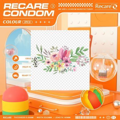 Презервативы Recare Color Fruit Flavour Condoms 3 шт, ароматы: мята, банан, клубника SX3318 фото