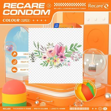 Презервативы Recare Color Fruit Flavour Condoms 12 шт, ароматы: мята, банан, клубника SX3323 фото