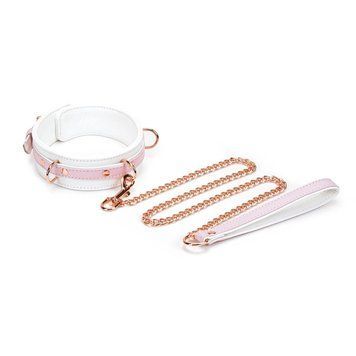Нашийник з повідцем Liebe Seele White & Pink Fairy Goat Leather Collar SX2826 фото