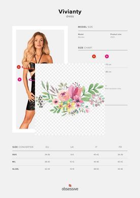 Сукня під зміїну шкіру Obsessive Vivianty dress XS/S, чорна SO7313 фото