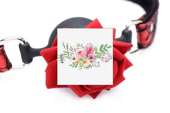Кляп с розой Master Series: Eye-Catching Ball Gag With Rose, черно-красный SO8794 фото